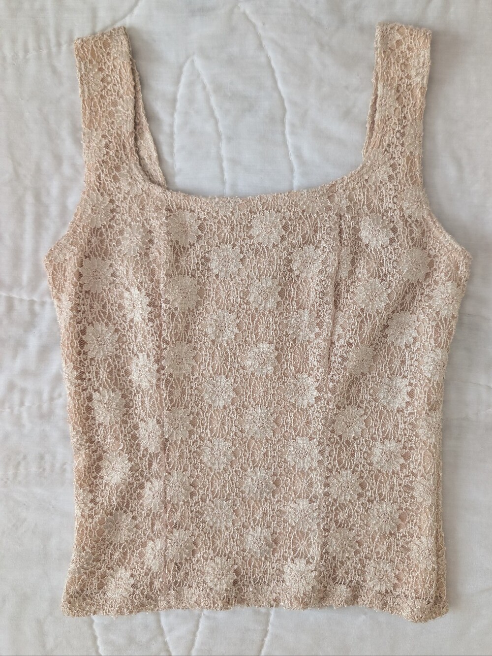 vintage NICOLA Lace Stretchy Floral Camisole in Cream